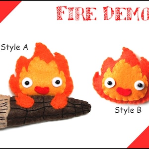 Felt doll PDF pattern - Fire Demon - Inspired by Calcifer in Howl&#39;s Moving Castle