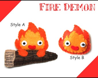 Felt doll PDF pattern - Fire Demon - Inspired by Calcifer in Howl's Moving Castle
