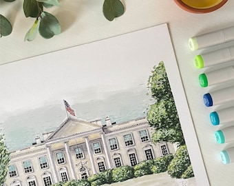 White House Print on Recycled Cardstock | 5x7 Print/Notecard or 8x10 Print | Frame Options Available