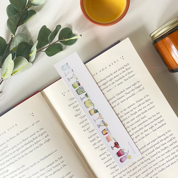 Recycled Paper Rainbow Cocktails Bookmark | 1.5" x 7"