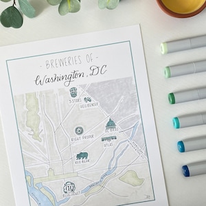 Brouwerijen van Washington, DC | 5 x 7 print/Notecard of 8 x 10 print | Gerecycled karton | DC Brau, rechts, Atlas