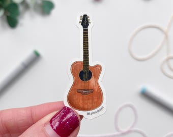 Hand-Illustrated Acoustic Guitar Sticker | Acoustic Takamine Guitar | 2" Sticker