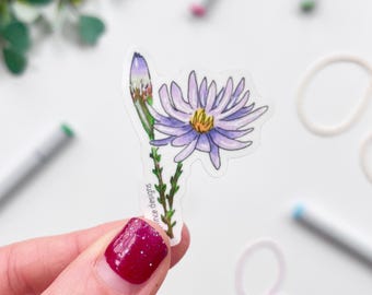 Hand-Illustrated Purple Aster Flower Wildflower Sticker | Blossom, Bloom, Wildflowers | 2" Sticker | Symphyotrichum patens | Spreading Aster