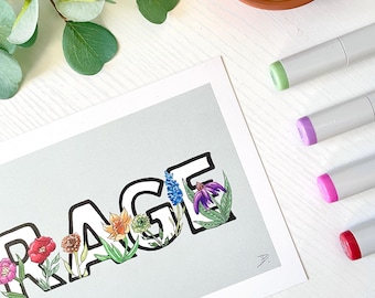 Floral RAGE | 5x7 or 8x10 Print on Recycled Cardstock