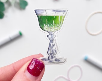 Hand-Illustrated Green Absinthe Cocktail Sticker | 2" Sticker
