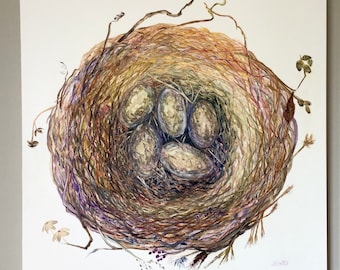 Nature Series, Watercolor on Yupo, Nesting
