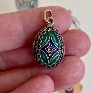 Silver Gilt and Enamel Russian Miniature Egg Pendant
