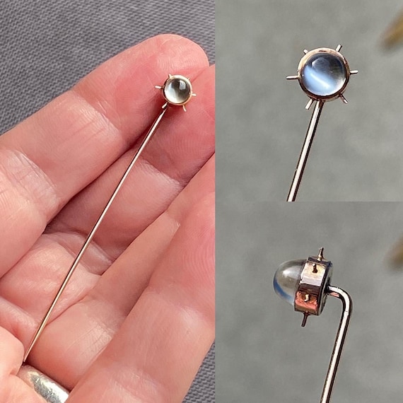 14K Gold Moonstone Stickpin