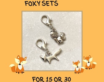 Fox clip on charms, teacher class room gifts, stitch markers for fox lovers, clip on zipper pulls