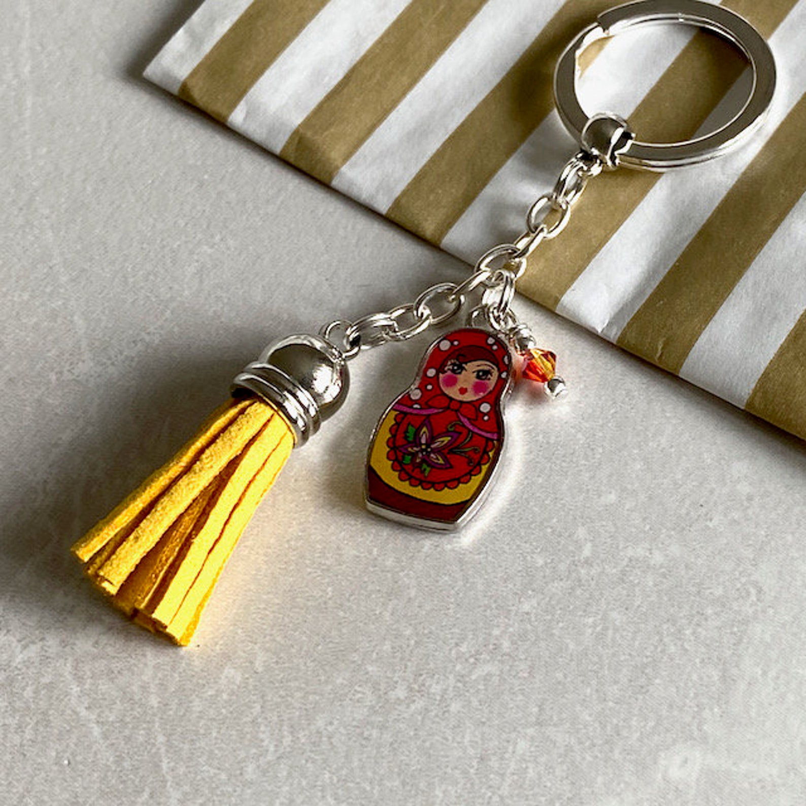 Russian Doll keyring with mini card Russian doll design. Key | Etsy