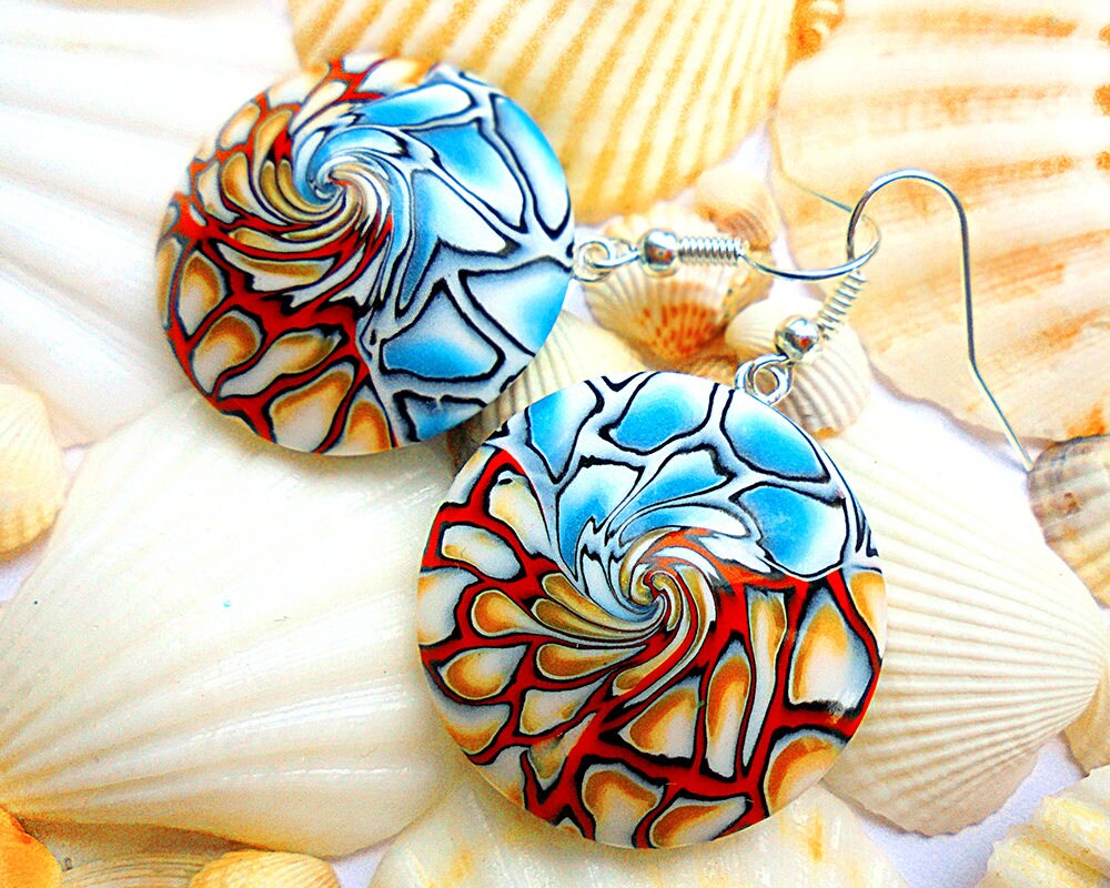 Unusual handmade earrings Unusual earrings Swirl earrings Etsy