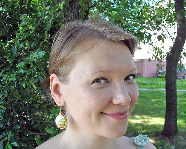 Orange earrings Summer earrings Hippie earrings Orange dangle Etsy