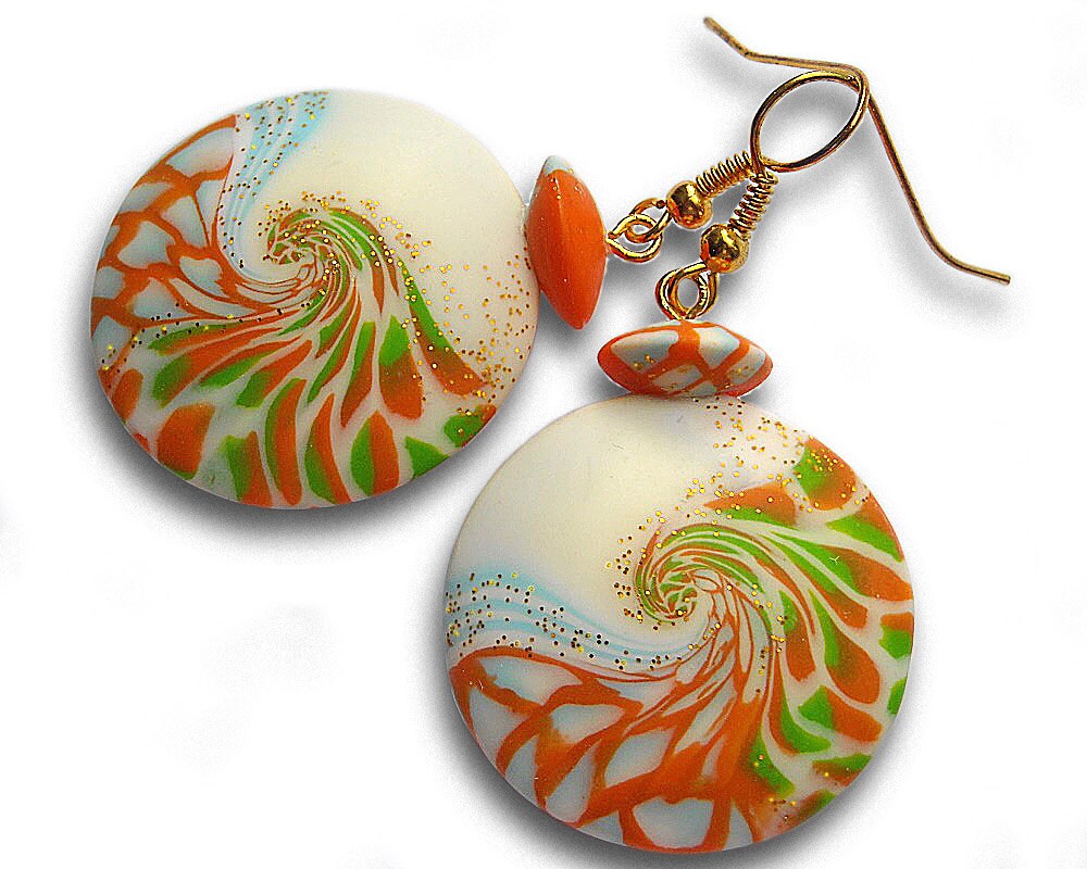 Orange earrings Summer earrings Hippie earrings Orange dangle Etsy