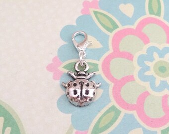 Silver Ladybug Clip on Charm Zipper Pull Insect Dangle Purse Charm