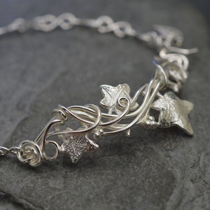 Sterling silver leaf bracelet ~ Ivy leaf bracelet ~ Silver leaf bracelet ~ Woodland bracelet ~ Unique gift ideas for her ~ Leaf jewellery