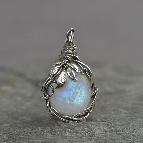 Handmade Sterling Silver Moonstone Necklace: Fairy Tale Pendant