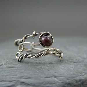 Garnet ring ~ Adjustable silver ring ~ Sterling silver garnet ring ~ Garnet adjustable ring ~ January birthstone  ~ January birthday gift