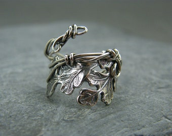 Silver oak leaf ring ~ Oak leaf jewellery ~ Adjustable rings ~ Adjustable rings for women ~ Sterling silver adjustable leaf ring ~ Leaf ring