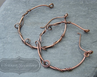 Handmade Copper Hoop Earrings: Twisted Wire, Fairytale Style