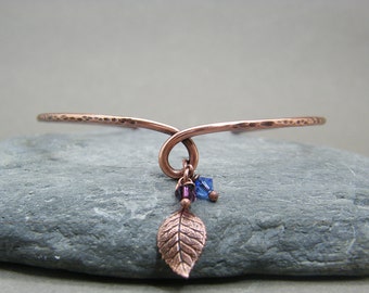 Family birthstone jewellery ~ Bangle ~ Adjustable bangle ~ Copper bracelet ~ Copper bangle ~ Birthstone bracelet ~ Gift for mom ~  Gift