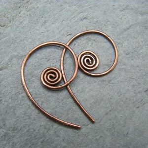 Sleeper hoops Hoop earrings 1 inch hoops Sleepers Copper hoop earrings Spiral hoops Spiral hoop earrings Minimalist hoops image 4