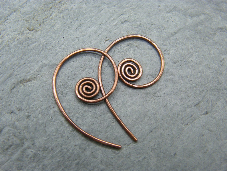 Sleeper hoops Hoop earrings 1 inch hoops Sleepers Copper hoop earrings Spiral hoops Spiral hoop earrings Minimalist hoops image 4