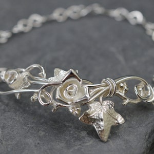 Sterling silver leaf bracelet Ivy leaves Rose bracelet Ivy leaf jewelry Silver leaf bracelet Woodland bracelet Unusual gift image 7