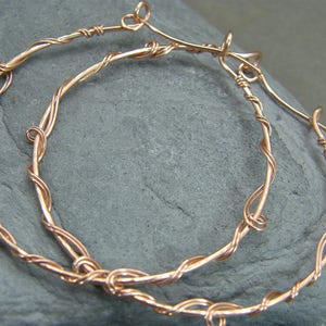 Big rose gold hoop earrings ~ Rose gold earrings ~ Gift for her rose gold ~ Unique hoop earrings ~ Designed by Annemarie ~ Rose gold ~