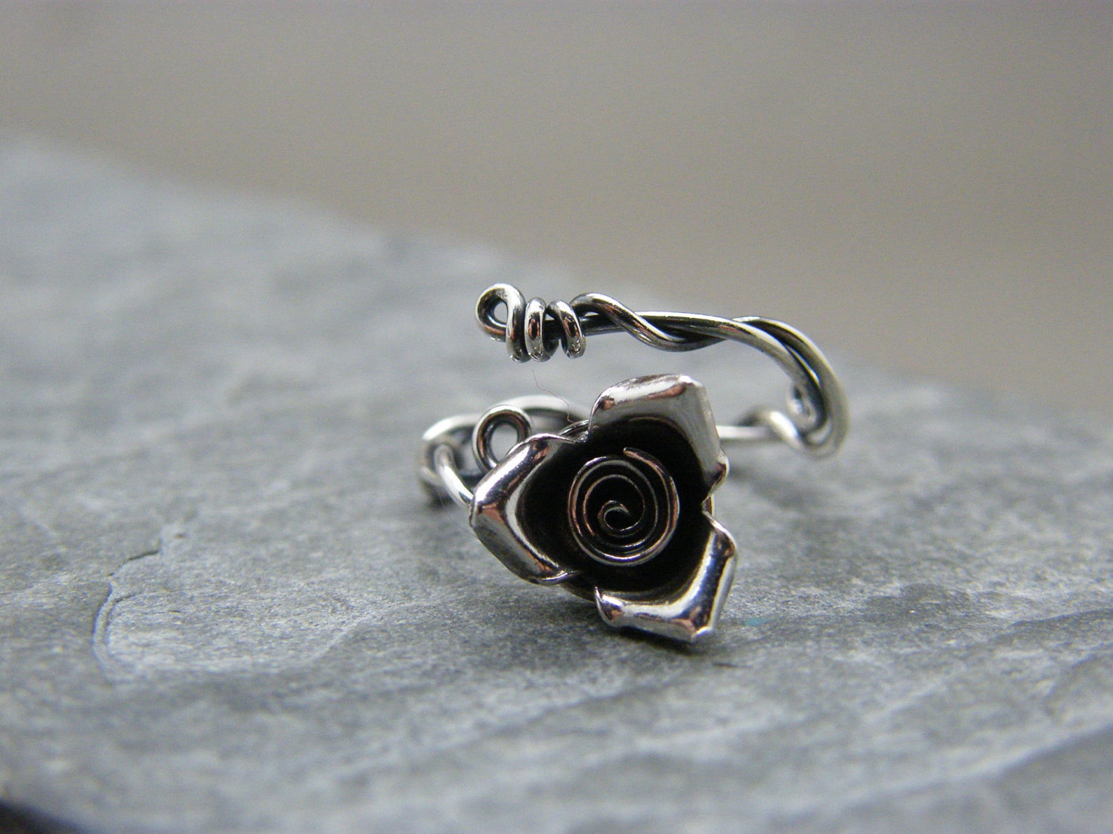 Silver Rose Ring Sterling Silver Rose Ring Unique Silver - Etsy UK