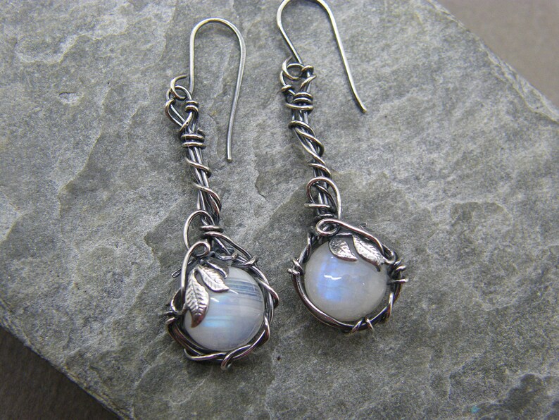 Earrings Moon Phases with Moonstone Silver Plated main image 0