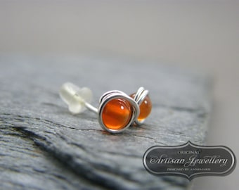 Boucles d'oreilles en argent sterling avec pierres précieuses ~ Boucles d'oreilles en pierre orange ~ Boucles d'oreilles en pierres précieuses ~ Boucles d'oreilles Stud ~ Boucles d'oreilles Post ~ Boucles d'oreilles en pierres précieuses