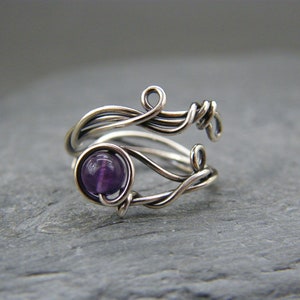 Amethyst ring ~ Adjustable silver ring ~ Amethyst ~ Sterling silver ~ Adjustable amethyst ring ~ Boho ~ Adjustable ~ February birthstone