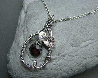 Garnet necklace for Women ~ January birthstone necklace ~ Gift for January birthday ~ Garnet jewellery for women ~  Gift for mom garnet ~