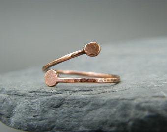 Hammered Copper Ring: Adjustable Handmade Band
