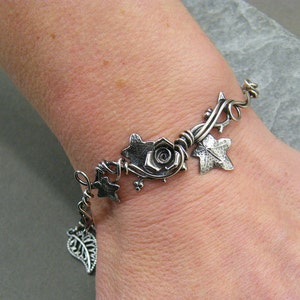 Sterling silver leaf bracelet Ivy leaves Rose bracelet Ivy leaf jewelry Silver leaf bracelet Woodland bracelet Unusual gift image 2