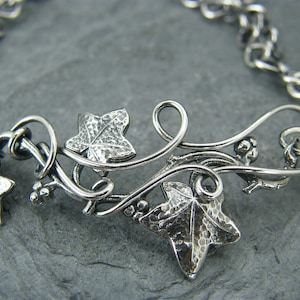 Sterling silver leaf bracelet ~ Ivy leaf bracelet ~ Silver leaf bracelet ~ Woodland bracelet ~ Unique gift ideas for her ~ Leaf jewellery