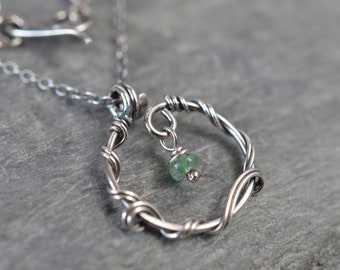 May birthstone necklace ~ Emerald necklace ~ Emerald pendant ~ Sterling silver emerald necklace ~ Dainty emerald necklace ~ Birthstones