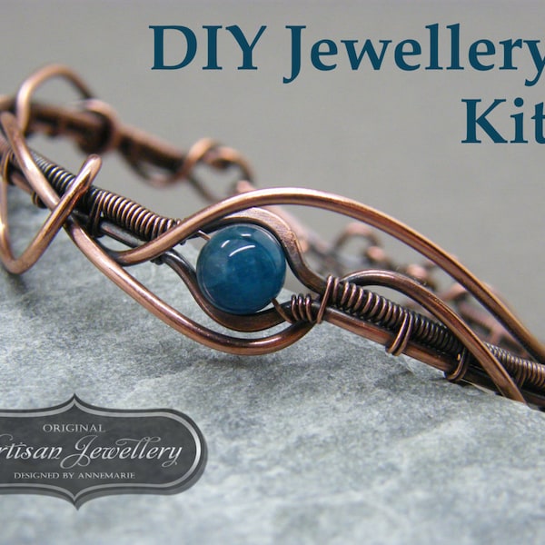 Wire wrapped jewellery kit ~ Wire wrapping tutorial ~ Wire wrapped jewellery tutorial kit ~ Kit for making jewellery ~ Bracelet making kit