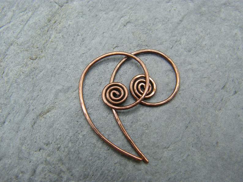 Sleeper hoops Hoop earrings 1 inch hoops Sleepers Copper hoop earrings Spiral hoops Spiral hoop earrings Minimalist hoops image 7