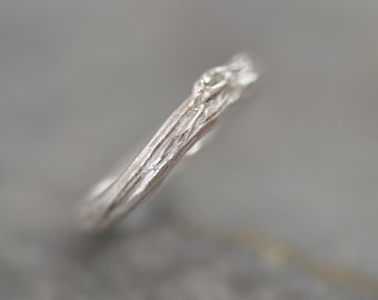 Handmade Sterling Silver Twig Ring: Unisex Wedding Band