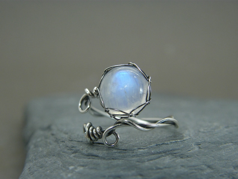 Adjustable moonstone ring Sterling 