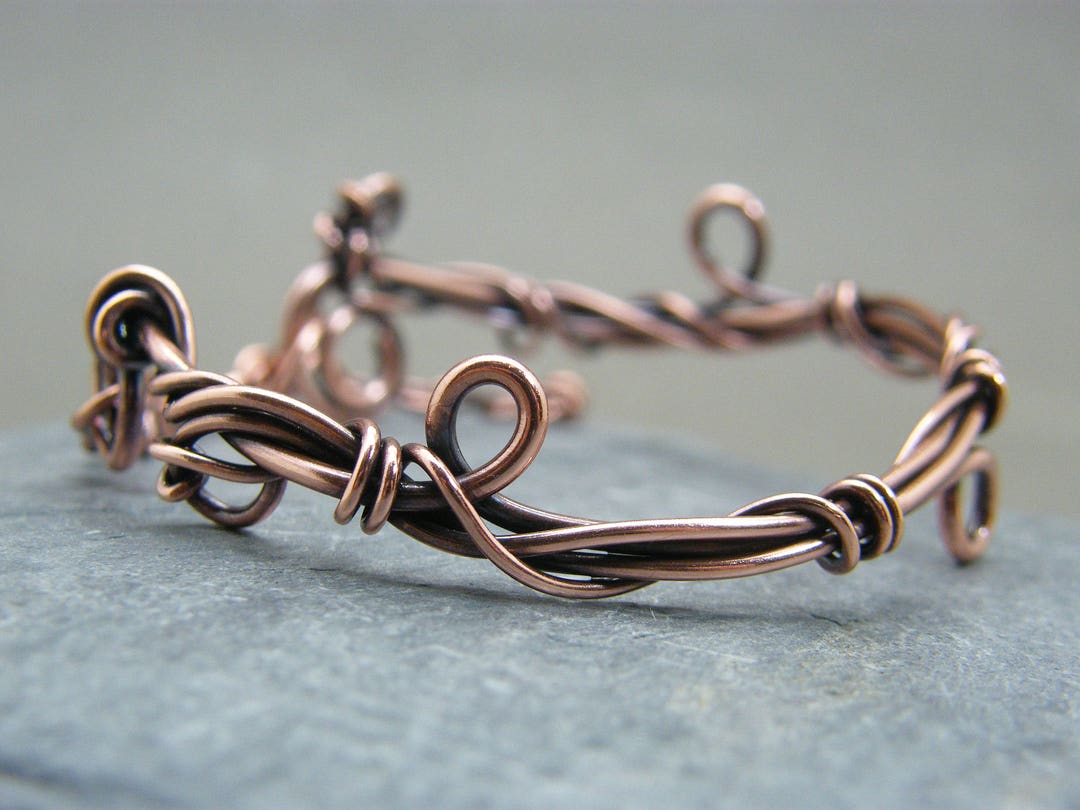 Wire Wrapped Copper Bracelet Copper Bangle Chunky Copper - Etsy