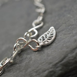 Sterling silver leaf bracelet Ivy leaves Rose bracelet Ivy leaf jewelry Silver leaf bracelet Woodland bracelet Unusual gift image 3