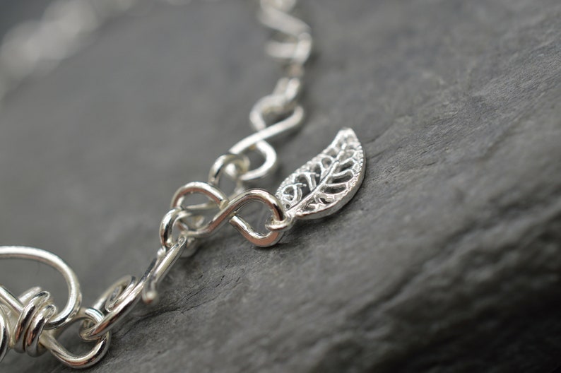 Sterling silver leaf bracelet Ivy leaves Rose bracelet Ivy leaf jewelry Silver leaf bracelet Woodland bracelet Unusual gift image 3