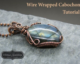 Wire wrapped pendant tutorial ~ Cabochon setting ~ Jewelry kit ~ Wire wrap tutorial ~ Instructions ~ PDF ~ Instant download ~ Jewelry making