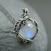 Moonstone necklace ~ Sterling silver moonstone pendant ~ Blue moonstone jewelry ~ Silver leaf necklace ~ Leaf necklace ~ Moonstone ~ Blue