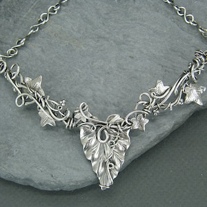 Handmade Sterling Silver Leaf Necklace: Fairycore Woodland Jewelry