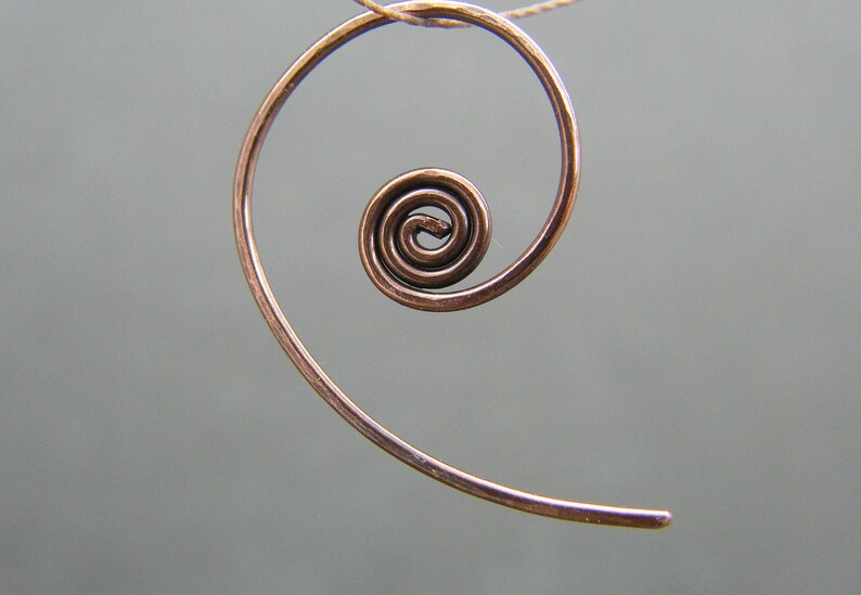 Sleeper hoops Hoop earrings 1 inch hoops Sleepers Copper hoop earrings Spiral hoops Spiral hoop earrings Minimalist hoops image 3
