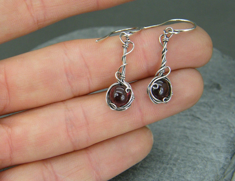 Garnet Earrings Birthday Gift for Wife Earrings January - Etsy UK