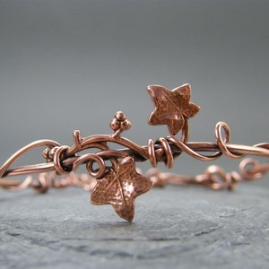 Copper bangle ~ Copper bracelet ~ Leaf jewellery ~ Leaf bracelet ~ Ivy leaf bangle ~ Copper anniversary gift for wife ~ Antique copper